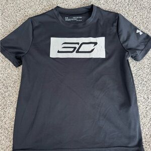 Under Armour Black HeatGear Lightweight Tee with White Logo